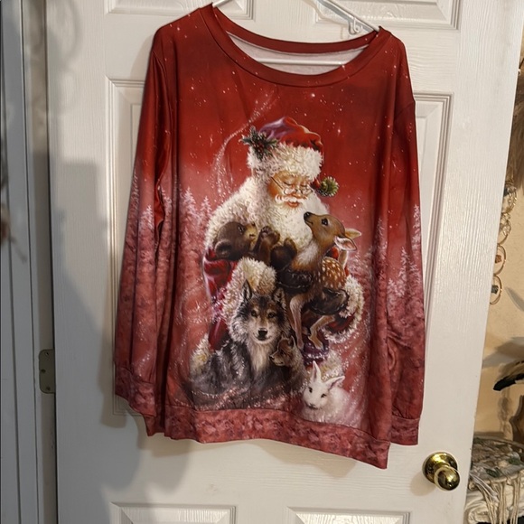 Temu Tops - Festive Red Santa Kids Shirt
